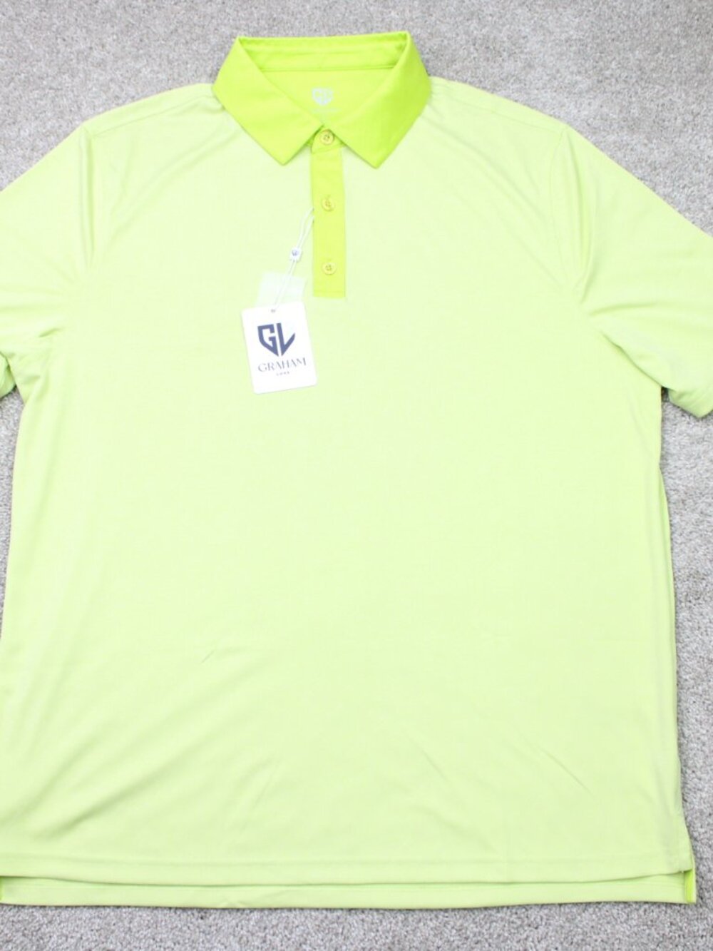 Graham Luxe Polo Shirt NWT Mens Large Yellow Hamill 100% Polyester Short Sleeve